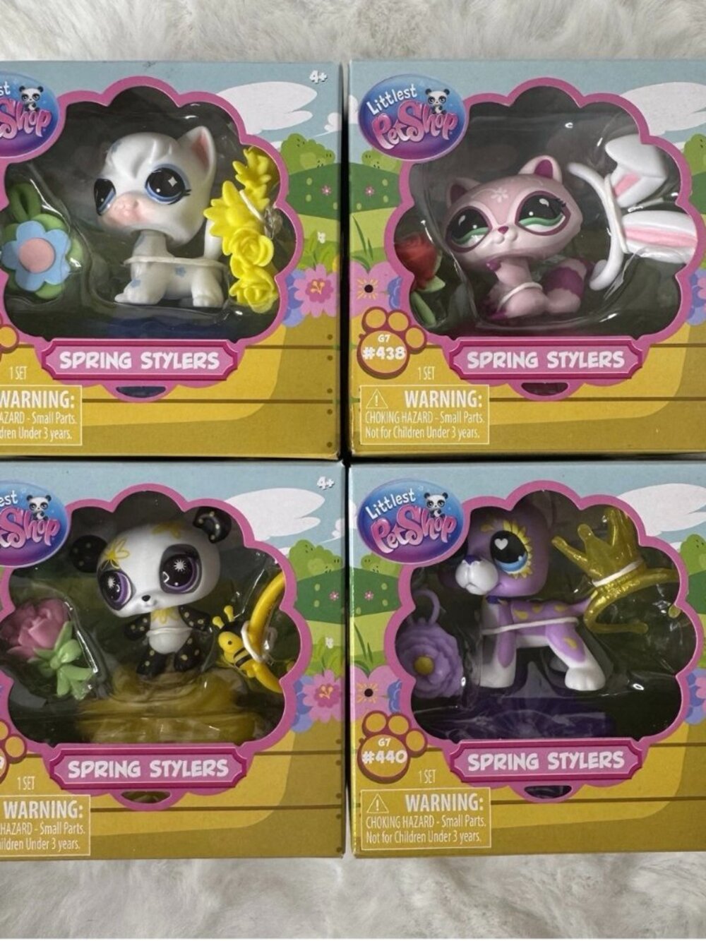 Littlest Pet Shop LPS Spring Stylers G7 Great Dane Cat Raccoon Panda #437-440
